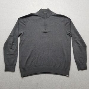 Eddie‎ Bower Sweater Mens Large Gray Long Sleeve Pullover Mock Neck Zip